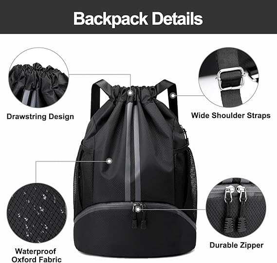 Zaleon Premium Waterproof Sports Drawstring Backpack